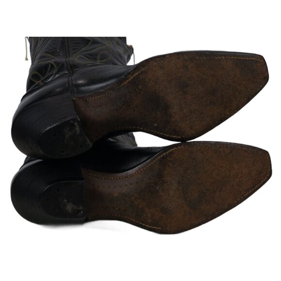 Kirkendall PeeWee Cowboy Western Boots Vintage 40s 50s Black Cutout Stars Mens 9 - Picture 9 of 14